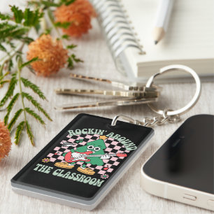 Groovy Leraar Kerst Rockin 'Rondom De Klas Sleutelhanger