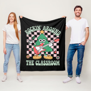 Groovy Leraar Kerst Rockt Rond De Klas Fleece Deken