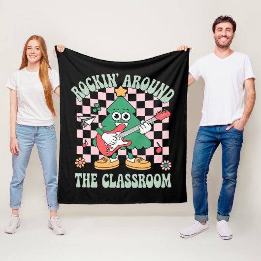 Groovy Leraar Kerst Rockt Rond De Klas Fleece Deken (In situ)