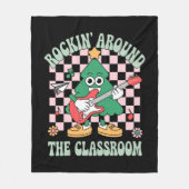 Groovy Leraar Kerst Rockt Rond De Klas Fleece Deken (Voorkant)