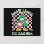 Groovy Leraar Kerstmis Rockin 'Rond De Klas Feestdagenkaart (Voorkant)