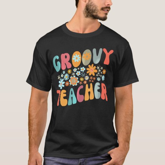 Groovy leraar kleurrijke leraar dag onderwijs t-shirt (Voorkant)