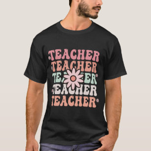 Groovy Leraar Schattig 70s Madeliefje Retro T-Shir T-shirt