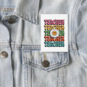 Groovy Leraar Schattig Madeliefje Bloem Retro Teru Button (Insitu)