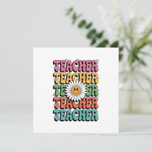 Groovy Leraar Schattig Madeliefje Bloem Retro Teru Kaart