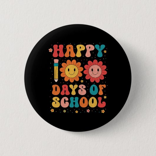 Groovy leraar student 100e dag van school Happy 1 Ronde Button 5,7 Cm (Voorkant)