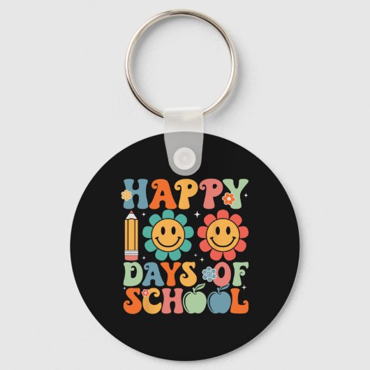 Groovy leraar student 100e dag van school Happy 1 Sleutelhanger (Voorkant)