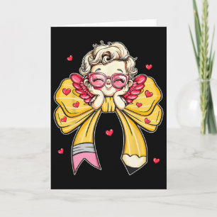 Groovy Leraar Valentijn Coquette Strik Potlood Les Kaart