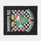 Groovy leraar Xmas Rockin' rond het klaslokaal Fleece Deken (Voorkant (Horizontaal))