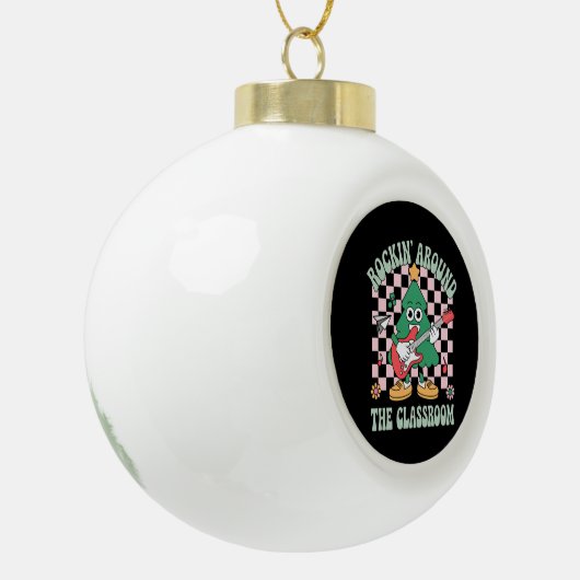 Groovy leraar Xmas Rockin' rond het klaslokaal Keramische Bal Ornament (Links)