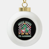 Groovy leraar Xmas Rockin' rond het klaslokaal Keramische Bal Ornament (Voorkant)