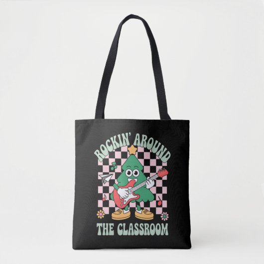 Groovy leraar Xmas Rockin' rond het klaslokaal Tote Bag (Voorkant)