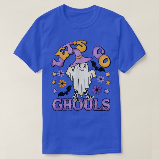Groovy Let's Go Ghouls Floral Ghost Hippie Brawe T-shirt (Design voorkant)