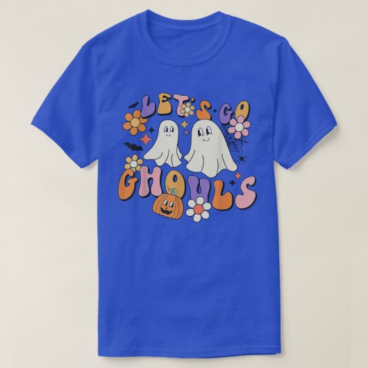 Groovy Let's Go Ghouls Floral Ghost Hippie Brawe T-shirt (Design voorkant)