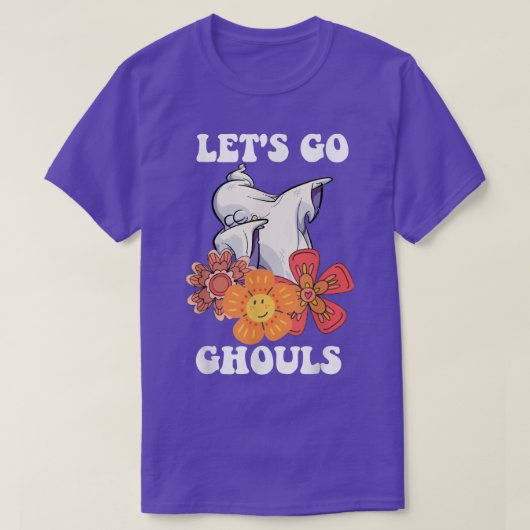 Groovy Let's Go Ghouls Floral Ghost Hippie Hallowe T-shirt (Design voorkant)
