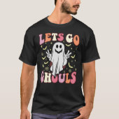 Groovy Let's Go Ghouls Floral Ghost Hippie Retro H T-shirt (Voorkant)