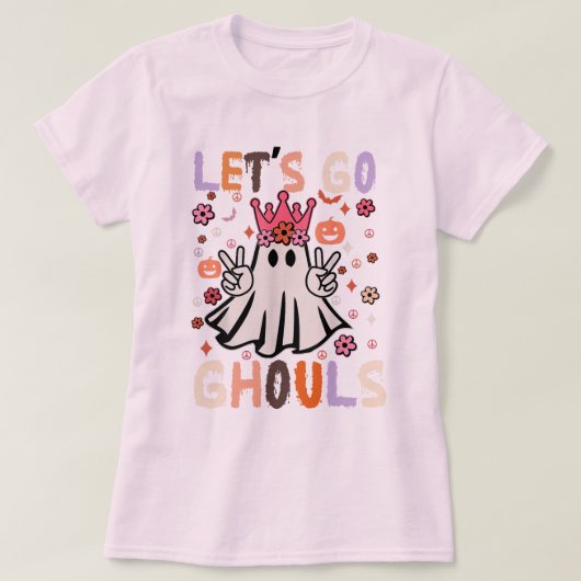 Groovy Let's Go Ghouls Halloween Ghost Outfit T-shirt (Design voorkant)