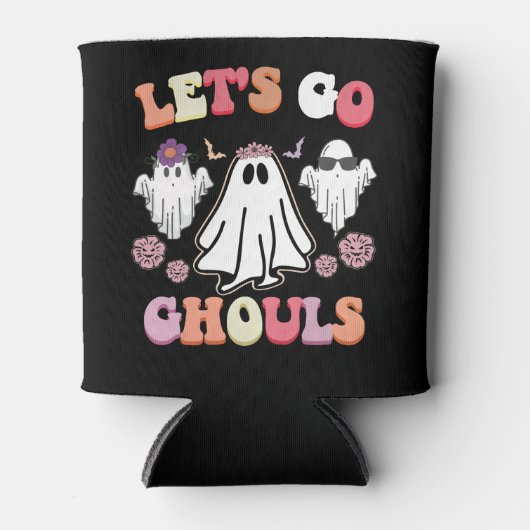 Groovy Let's Go Ghouls Halloween Ghost Retro Blikjeskoeler (Voorkant)