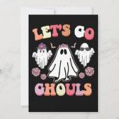 Groovy Let's Go Ghouls Halloween Ghost Retro Kaart (Voorkant)