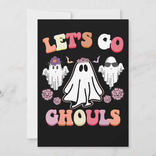 Groovy Let's Go Ghouls Halloween Ghost Retro Kaart (Voorkant)