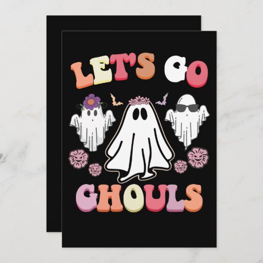 Groovy Let's Go Ghouls Halloween Ghost Retro Kaart (Voorkant / Achterkant)