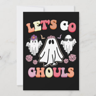 Groovy Let's Go Ghouls Halloween Ghost Retro Kaart