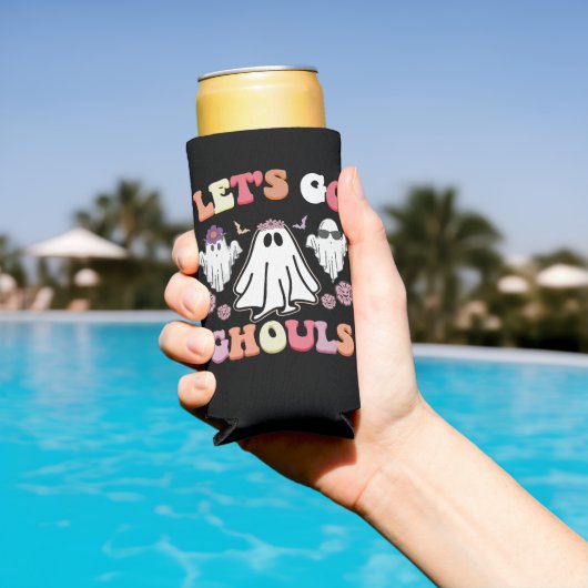 Groovy Let's Go Ghouls Halloween Ghost Retro Seltzer Blikjeskoeler (Insitu Zwembad)