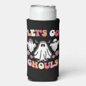 Groovy Let's Go Ghouls Halloween Ghost Retro Seltzer Blikjeskoeler (Seltzer Voorkant)