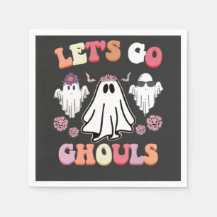 Groovy Let's Go Ghouls Halloween Ghost Retro Servet