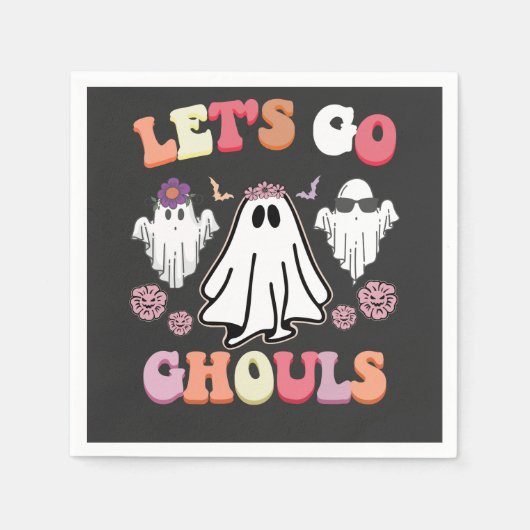 Groovy Let's Go Ghouls Halloween Ghost Retro Servet (Voorkant)