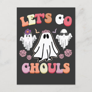 Groovy Let's Go Ghouls Halloween Ghost Retro Uitnodiging Briefkaart