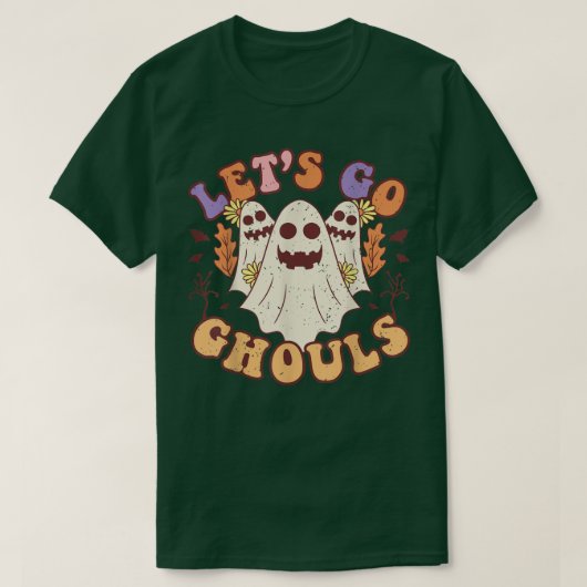 Groovy Let's Go Ghouls Retro Floral Ghost Costume T-shirt (Design voorkant)