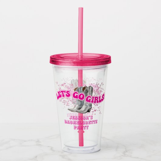 Groovy Let's Go Girls Westerse Bachelorette Party Acryl Drinkbeker (Voorkant)