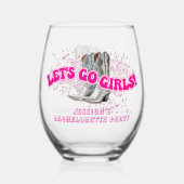 Groovy Let's Go Meisjes Western vrijgezellenfeest Wijnglas Zonder Voet (Voorkant)