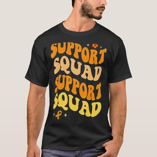 Groovy Leukemia Awareness Support Squad Oranje Rib T-shirt (Voorkant)