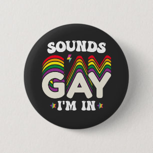 Groovy LGBT Pride Geluiden Gay Ik Ben In Ronde Button 5,7 Cm