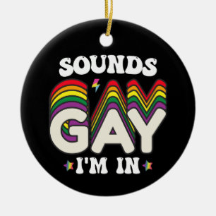 Groovy LGBT Pride Klinkt laat me binnen Keramisch Ornament