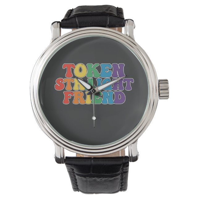 Groovy LGBT Pride Token Rechtgeaarde Vriend Horloge (Voorkant)