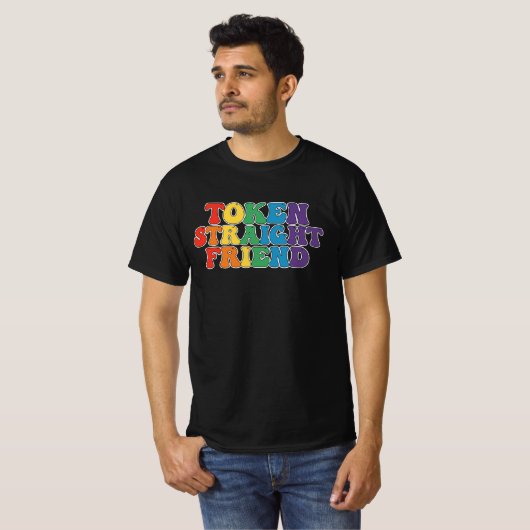 Groovy LGBT Pride Token Straight Friend T-shirt (Voorkant volledig)