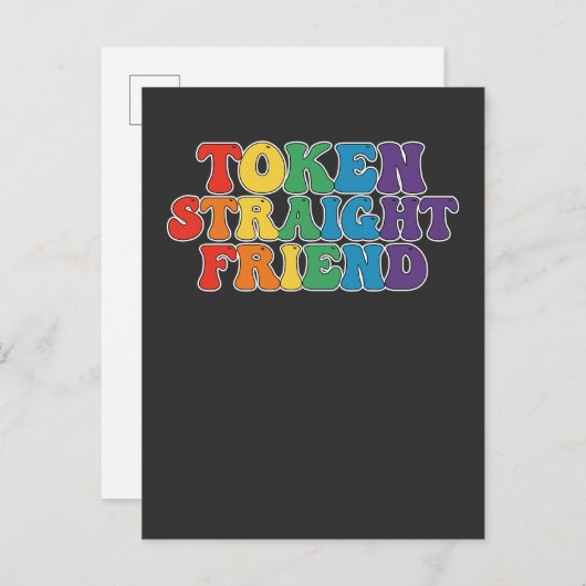 Groovy LGBT Pride Token Straight Friend Uitnodiging Briefkaart (Voorkant / Achterkant)