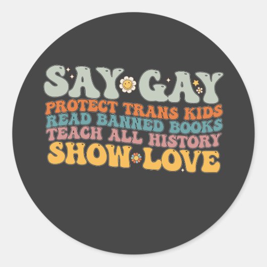 Groovy LGBT zegt dat homoseksuele bescherming bied Ronde Sticker (Voorkant)