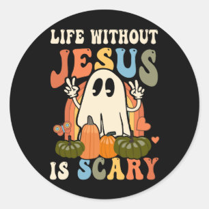 Groovy Life is Eng Zonder Jesus Christelijk Geloof Ronde Sticker