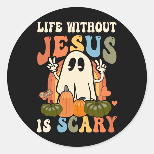 Groovy Life is Eng Zonder Jesus Christelijk Geloof Ronde Sticker (Voorkant)