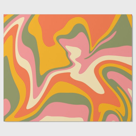 Groovy Liquified Marble Retro 60s Cadeaupapier (Vlak)