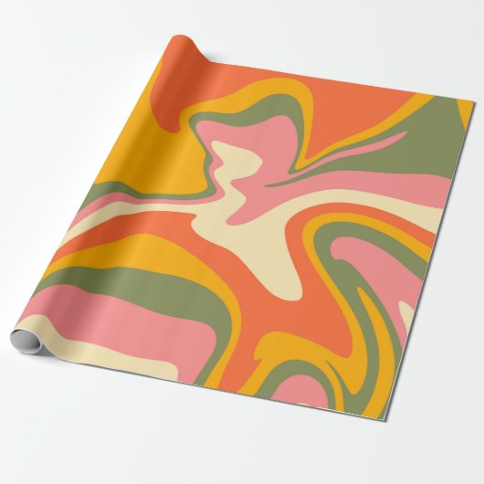 Groovy Liquified Marble Retro 60s   Cadeaupapier (Uitgerold)