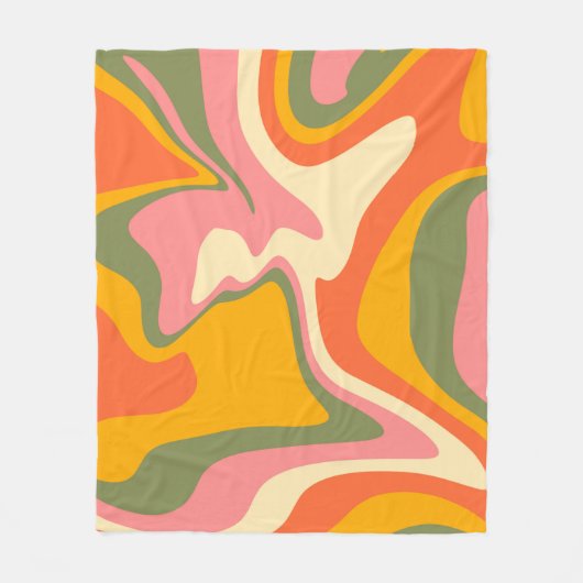 Groovy Liquified Marble Retro 60s Partij Fleece Deken (Voorkant)