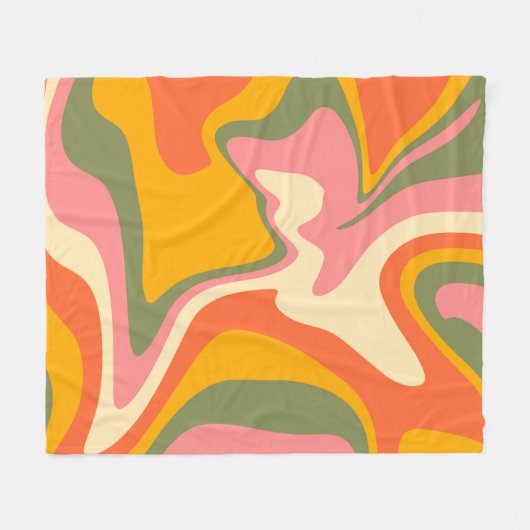 Groovy Liquified Marble Retro 60s Partij Fleece Deken (Voorkant (Horizontaal))