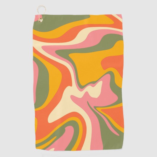 Groovy Liquified Marble Retro 60s  Partij Golfhanddoek (Voorkant)