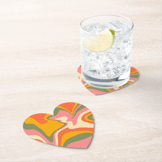 Groovy Liquified Marble Retro 60s  Partij Kartonnen Onderzetters (Insitu)