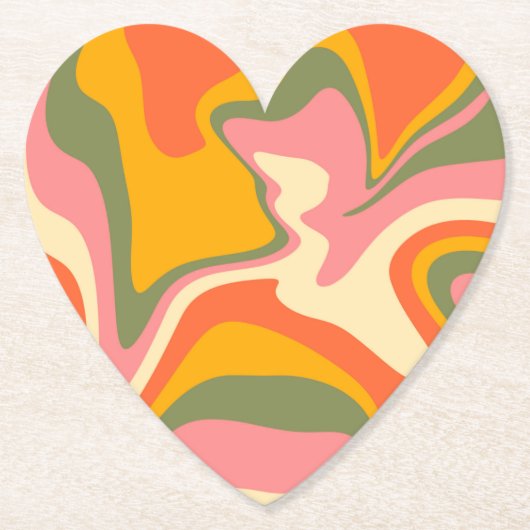 Groovy Liquified Marble Retro 60s  Partij Kartonnen Onderzetters (Voorkant)